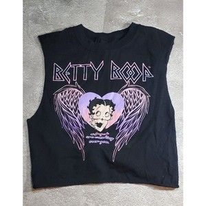 Betty Boop Crop Top T Size Medium 100% Cotton Ties In Back